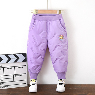 Children's Cotton Pants fleece-lined Thickened Casual Female Baby Winter Outfit Windproof Warm Pants for Small and Medium-sized Children and Boys Long Pants