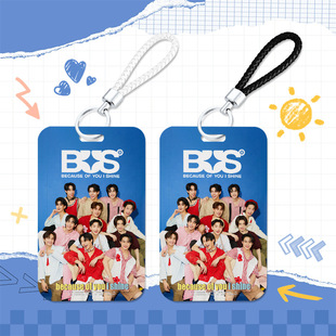 BUS peripheral plastic card holder key ring braided rope suit to figure DIY double-sided color printing push-pull sliding card holder