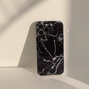 Suitable for iphone14pro ma simple marble apple 13 mobile phone case advanced sense 16plus film 11 hard