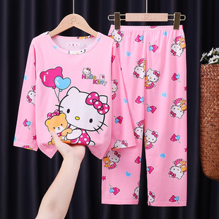 Children's Home Clothes suit Girls' Pajamas Baby's Spring and Autumn Long Sleeve Trousers Two-Piece Set Little Girl's Middle and Big Children's Pajamas