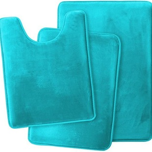Amazon Cross-border Coral Fleece Toilet Three-piece Carpet Solid Color Bathroom Anti-slip Mat Home Floor Mat Toilet Mat