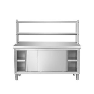 Раздвижная дверь Workbench Однопроходный двухпроходной кухонный стол для Покера из нержавеющей стали Гостиничная столовая утолщенное хранилище Workbench
