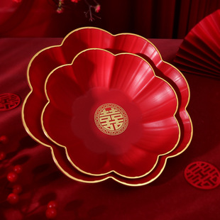 Wedding Supplies New Wedding Petal Phnom Penh Fruit Plate Candy Plate Wedding Special Living Room Red Dried Fruit Plate