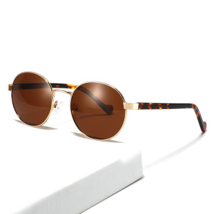 Cross-border New Oval Metal Narrow Frame Plate Acetic Acid Foot High-end Sunglasses Women's Fashion All-match Polarized Sunglasses