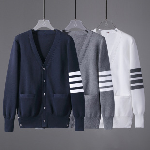 New in stock Autumn TB JL Fashion Brand Sweater Fashion Casual Couple Jacquard Four Bar Jacket Knitted Cardigan