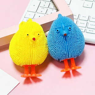 Cartoon flash hanging rope color chicken luminous fur ball vent luminous pinch music children's toy stall supply