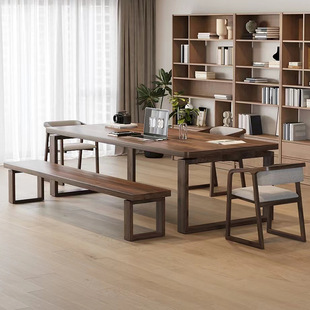 High-grade South American Black Walnut Living Room Large Long Desk Household Modern Moebien Workbench Dining Desk Integrated