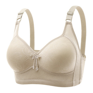 New Upper Latex Cup Jacquard Bra Thin Mold Cup Adjustable Middle-aged and Elderly Underwear