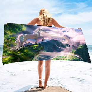 Cross-border Hot-selling Unicorn Summer Beach Towel Microfiber Seaside Bath Towel Swimming Fitness Towel Factory Direct