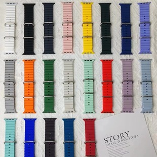 Marine strap silicone spring buckle for Apple smart watch 49mm foreign trade wholesale s8 9 strap