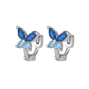 New Niche Blue Butterfly Exquisite Small Ear Buckle Super Flash Temperament Small High-end Fashion All-match Sweet Earrings