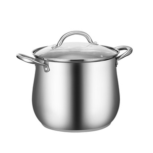High double bottom 304 stainless steel soup pot large capacity thick binaural drum shaped curved soup steaming pot gift wholesale