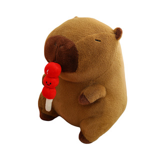 Cartoon Stretchable Sugar-gourd Eating Capybara Plush Doll Kapibala Doll Children's Accompanying Girl Doll