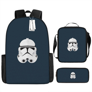 Cross-border Cartoon Backpack Star Wars High-capacity Casual Foreign Trade Schoolbag for Primary and Secondary School Students Three-piece Set