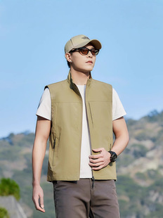 Foreign Trade Cross-border Vest Spring and Autumn New Men's Casual Multi-pocket Vest Breathable Sports Men's Jacket Waistcoat LOGO Print