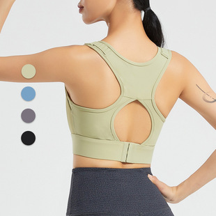 Fake two-piece sports underwear women's high-strength shockproof breast collection one-piece yoga bra quick-drying vest push up beauty back