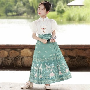 Children's Horse-faced Skirt Girls' Hanfu Summer Chinese Style 2024 New Spring and Autumn Girls' Tang Style National Style Mid-Autumn Festival