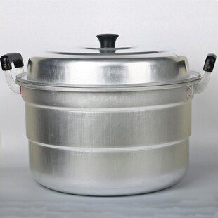 Large Aluminum Pot Thickened and Deepened Household Gas Stove Double-Layer Aluminum Steamer Old-Fashioned Thickened Small Hot Pot Large Capacity Burning Xitang