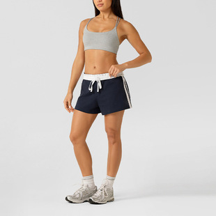 Summer Sports Shorts Women's Loose Running Fitness Pants Contrast Color Stitching Drawstring Lace-up High Waist Dancing Yoga Clothes