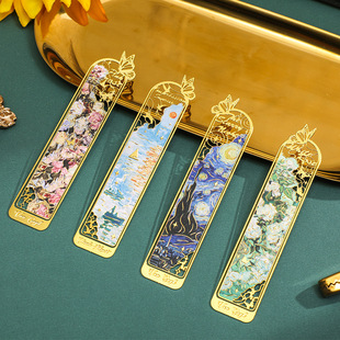 See Eslite Art Treasure Series-Oil Painting Metal Bookmark Creative Hollow Hand Account Pendant Reading Book Folder