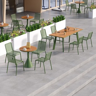 Milk Tea Shop Coffee Shop Plastic Wood Table and Chair Bar Outdoor Table and Chair Combination Outdoor Barbecue Terrace Courtyard Garden