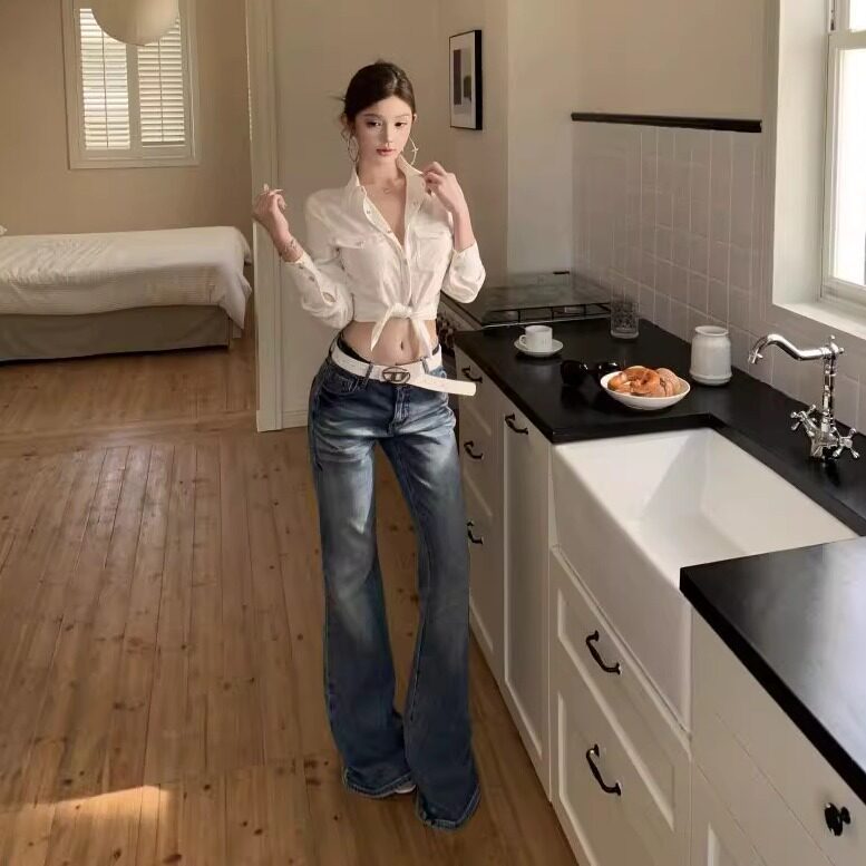 White Elegant Polo Collar Long-Sleeve Shirt for Women, Summer 2026 New Slim-Fit Slimming Shirt, Trendy Sun-Protective Top