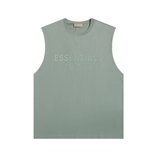 24Ss Fog Icon Double Line Essentials American High Street Round Neck Pure Cotton Couple Men and Women Short-Sleeved T-Shirt