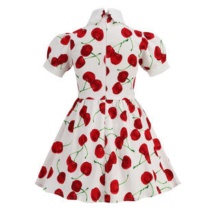 50 s Vintage Hepburn Style Court Princess Dress Cherry Print Photo Showsuit Elegant dress Girl's Wear