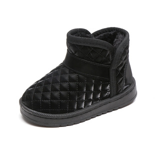 Girls' snow boots fleece-lined thick waterproof non-slip baby cotton shoes autumn and winter New baby warm shoes children's shoes