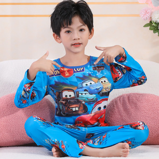 Baby Pajamas Children's Autumn Clothes and Long Pants Set Children's Underwear Long-sleeved Home Clothes Cartoon Warm Pajamas for Boys and Girls
