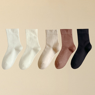 Loose socks women's autumn and winter solid color brushed thickened fleece-lined thin velvet confinement socks boneless soft glutinous shit feeling warm socks