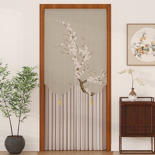 Chinese-style Door Curtain Four Seasons Partition Curtain Shade Curtain Chinese-style Printed Screen Door Kitchen Bathroom Home Hole-free Curtain