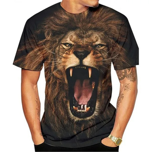Summer European and American Cross-border Men's 3D Digital Printing Men's Casual All-match Short-sleeved Youth Trendy Round Neck T-shirt for Men
