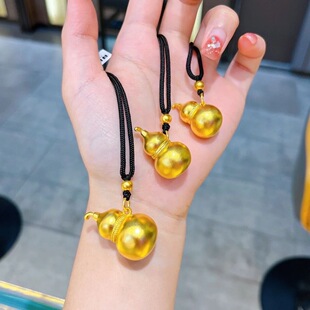 Temperament fashion solid ancient gourd pendant necklace lucky fortune necklace all-match