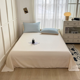 Cross-border iss wind solid color washed ice silk double-piece bed bag bed hat anti-silk four-piece bed sheet three-piece wholesale