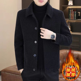 Autumn and winter coat men's jacket trendy gold mink woolen men's winter high-end casual short woolen coat