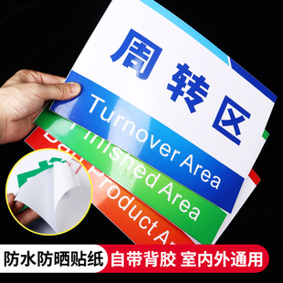 Warehouse production workshop factory office area identification plate indication listing food factory finished product qualified partition indication