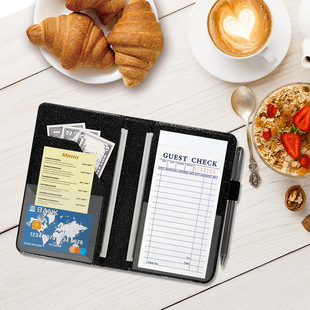 Cross-border Hot-selling Hotel Restaurant Order Cash Register Clip Recipe This Catering PU Leather Checkout This Menu Clip Note Clip