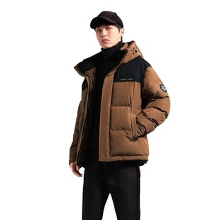 Men's Contrast Color Inlaid Anti-drill Velvet Hooded Down Jacket Winter New Loose Profile Warm Duck Down Jacket for Men