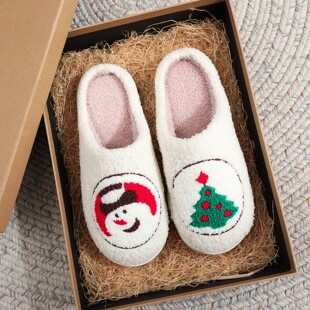 New Cross-border Christmas Cotton Slippers for Men and Women Home Green Hair Monster Grinch Winter Warm Indoor Hair Slippers