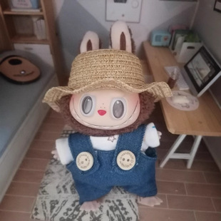 LABUBU Straw Hat Rab Cloth Headwear Leaky Ears Dola Hat Empty Top
