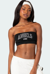 2024 cross-border y2g European and American style summer women's navel-exposed Digital letter printing slim-fit fashion sexy tube top