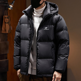 90% velvet content high velvet gray duck down jacket men's 2024 autumn and winter warm hooded bread jacket