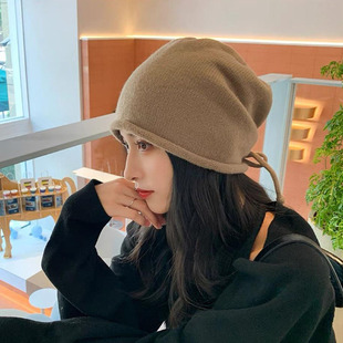 Autumn and Winter Hat Children's Wool Hat Couple's Baotou Hat Knitted Hat Spring and Autumn Moon Hat Big Head Wai Warm Heap Hat
