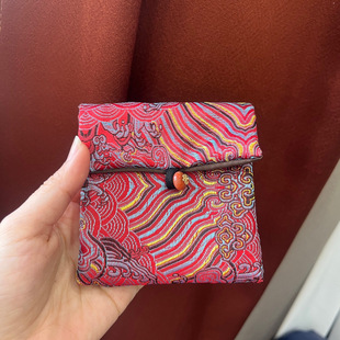 Chinese style red jewelry bag Jade Wenwan brocade bag jewelry storage bag bracelet necklace cloth wave pattern Lucky Bag