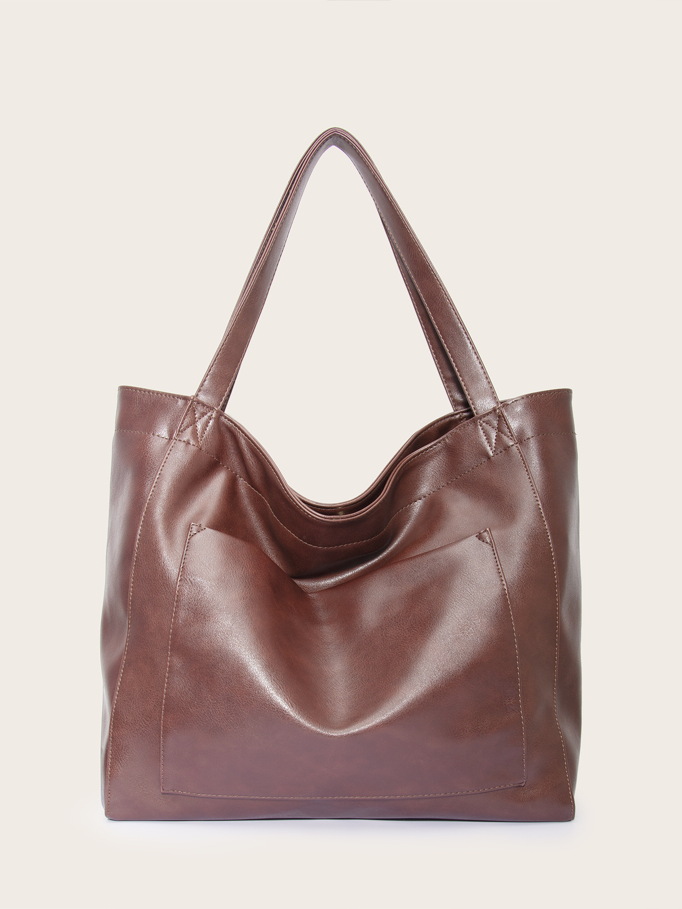 Women's large tote bag with pockets, soft leather, handbag, shoulder bag, retro style, oil-waxed leather, large capacity, fashionable new style.