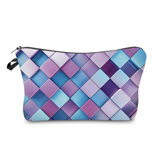 Cross-border New Portable Anti-splash Cosmetic Bag Three-dimensional Plaid Printed Travel Wash Storage Multifunctional Clutch Bag