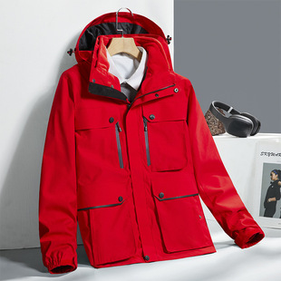 Autumn and winter outdoor down jacket men's three-in-one detachable down liner fleece-lined thickened women's workwear jacket