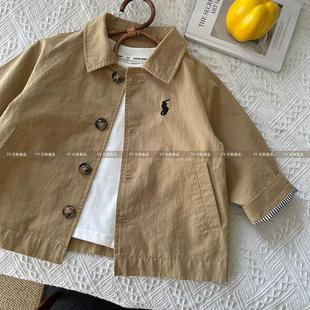 Children's Solid Color Coat Coat Spring and Autumn 2024 New Boys and Girls Mid-length Coat Baby Jacket Coat
