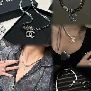24 Summer New All-match Necklace Vintage High-end Full Diamond Simple Snake Bone Chain Fashion Sweet Cool Personality Clavicle Chain
